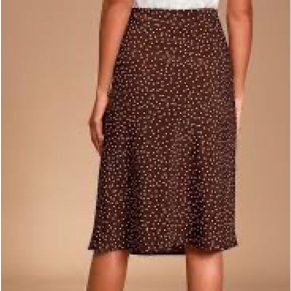 Lulus Dresses & Skirts - Lulus whitni brown polka dot midi slip skirt size large